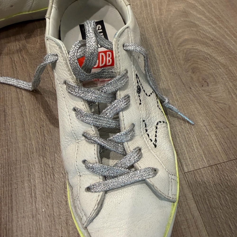 Golden Goose White Sneakers with Silver Accents